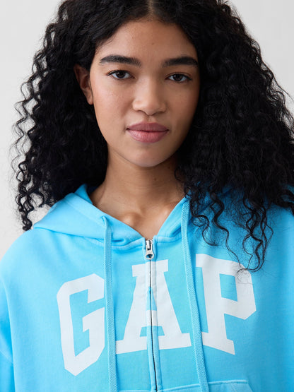 Açık Mavi Oversized Gap Logo Fransız Havlu Kumaş Fermuarlı Sweatshirt
