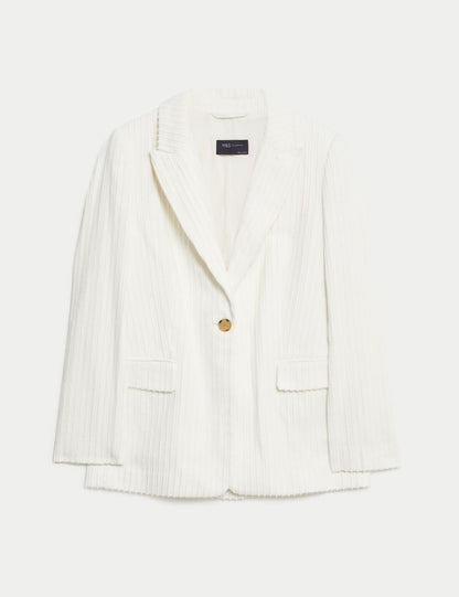 Saf Pamuklu Relaxed Fit Kadife Blazer Ceket