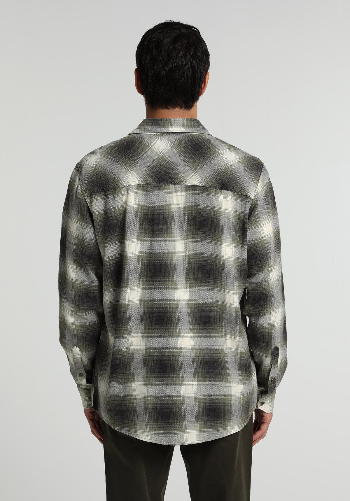 Regular Fit Shirt Neck Ekoseli Erkek Yeşil Uzun Kol Gömlek