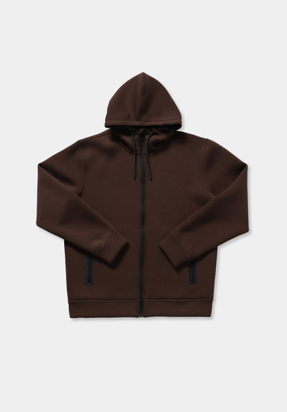 Regular Fit Kapüşonlu Düz Erkek Kahverengi Sweatshirt