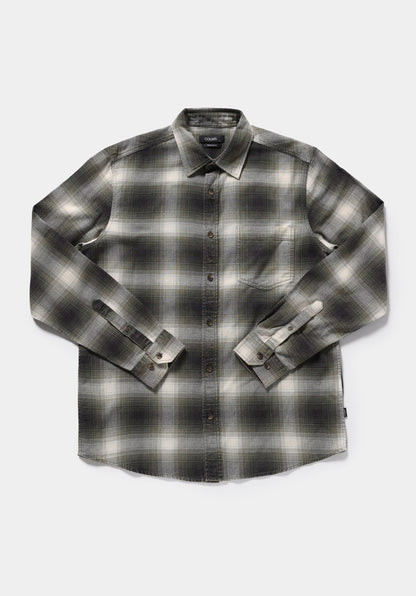 Regular Fit Shirt Neck Ekoseli Erkek Yeşil Uzun Kol Gömlek