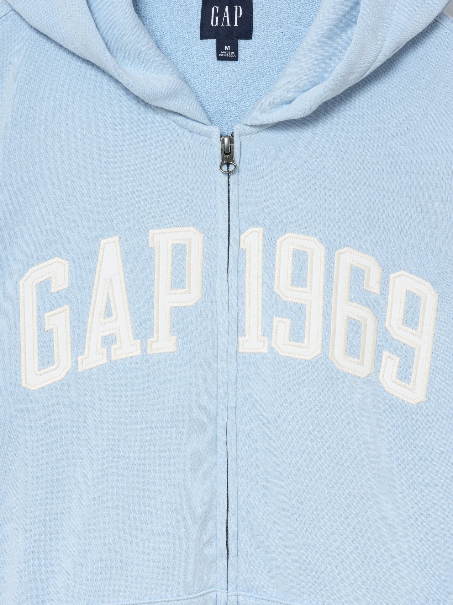 Açık Mavi Fransız Havlu Kumaş Relaxed Gap 1969 Logo Fermuarlı Sweatshirt