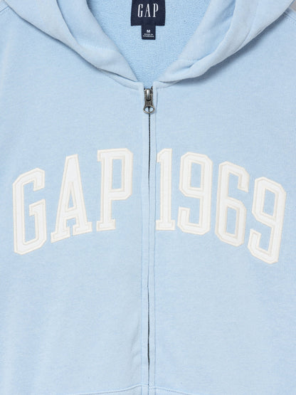 Açık Mavi Fransız Havlu Kumaş Relaxed Gap 1969 Logo Fermuarlı Sweatshirt