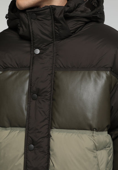 Regular Fit Çıkarılabilir Kapüşonlu Fermuarlı Astarlı Erkek Yeşil Mont