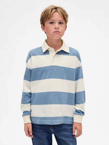 Açık Mavi Rugby Stripe Polo T-shirt
