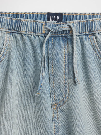 Açık Mavi High Rise Denim Easy Şort