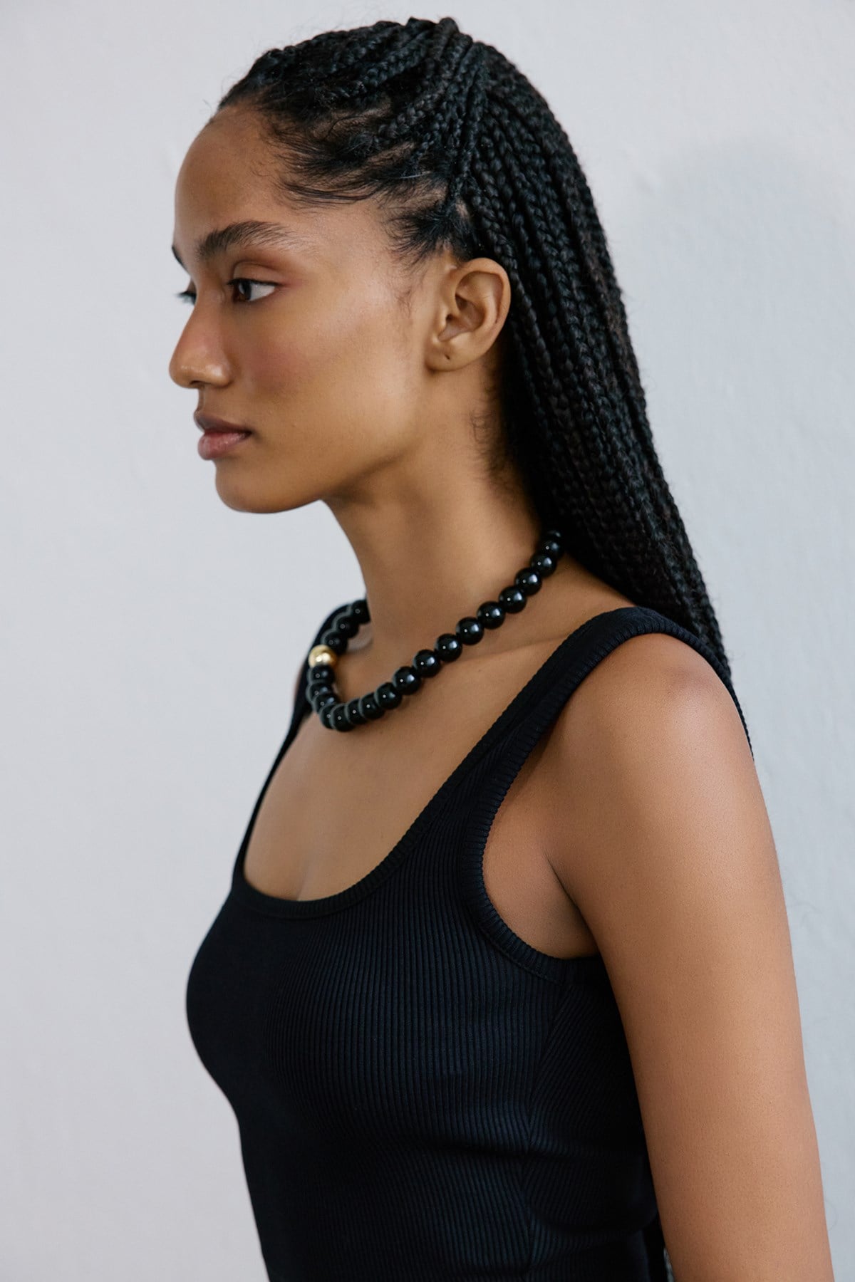 Kare Yaka Kalın Askılı Siyah Crop Bluz