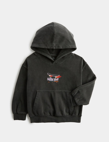 Grafik Baskılı Kapüşonlu Sweatshirt