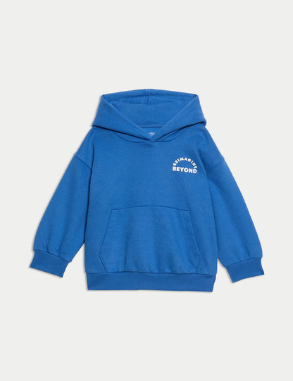 Pamuk Karışımlı Sloganlı Kapüşonlu Sweatshirt (2-8 Yaş)