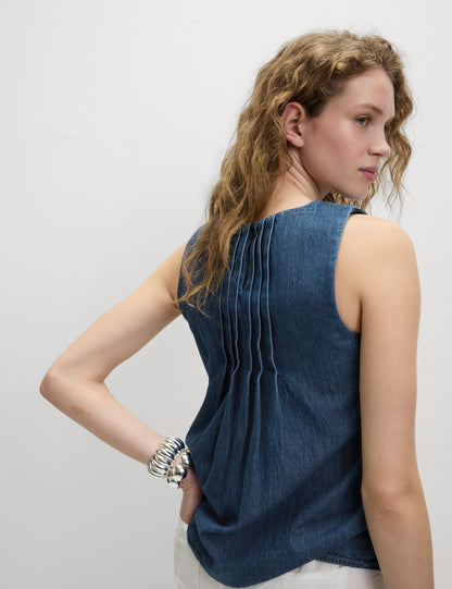 Saf Pamuk Denim Bluz