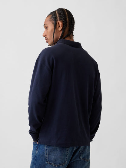 Lacivert Oversized Pique Polo T-shirt