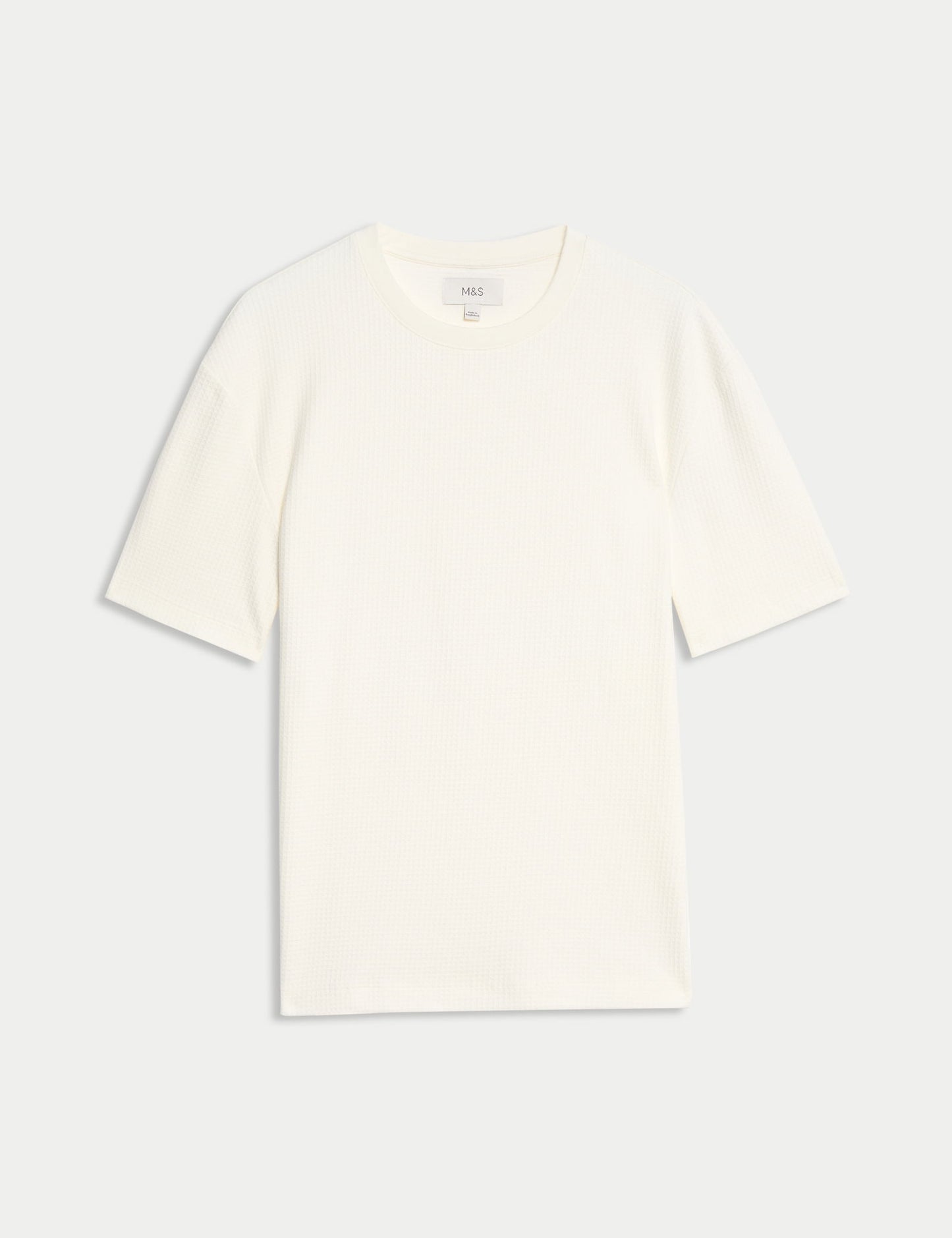 Saf Pamuklu Relaxed Waffle T-shirt