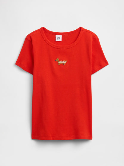 Kırmızı Fitilli Bisiklet Yaka T-shirt