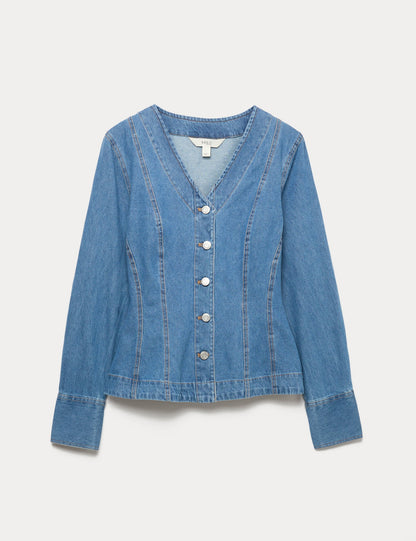 %100 Pamuk Denim Ceket