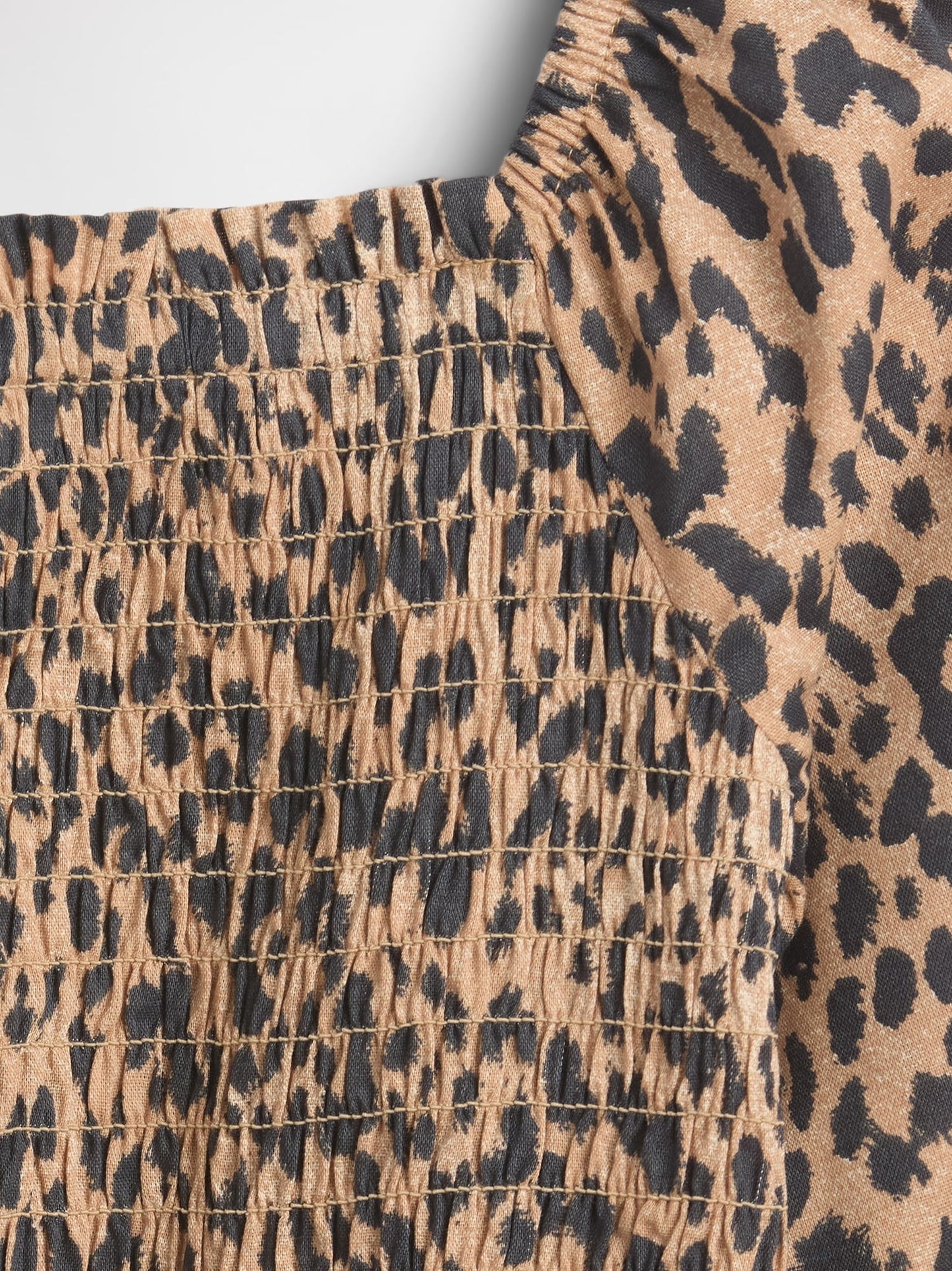Kahverengi Kare Yaka Leoparlı Bluz
