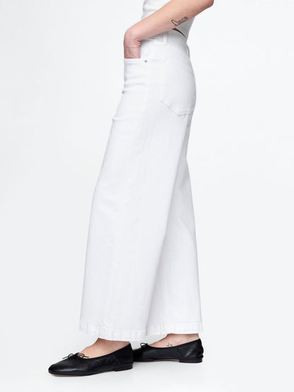 Beyaz High Rise Stride Wide-leg Ankle Jean Pantolon
