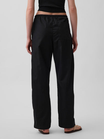 Siyah Poplin Easy Barrel Pantolon