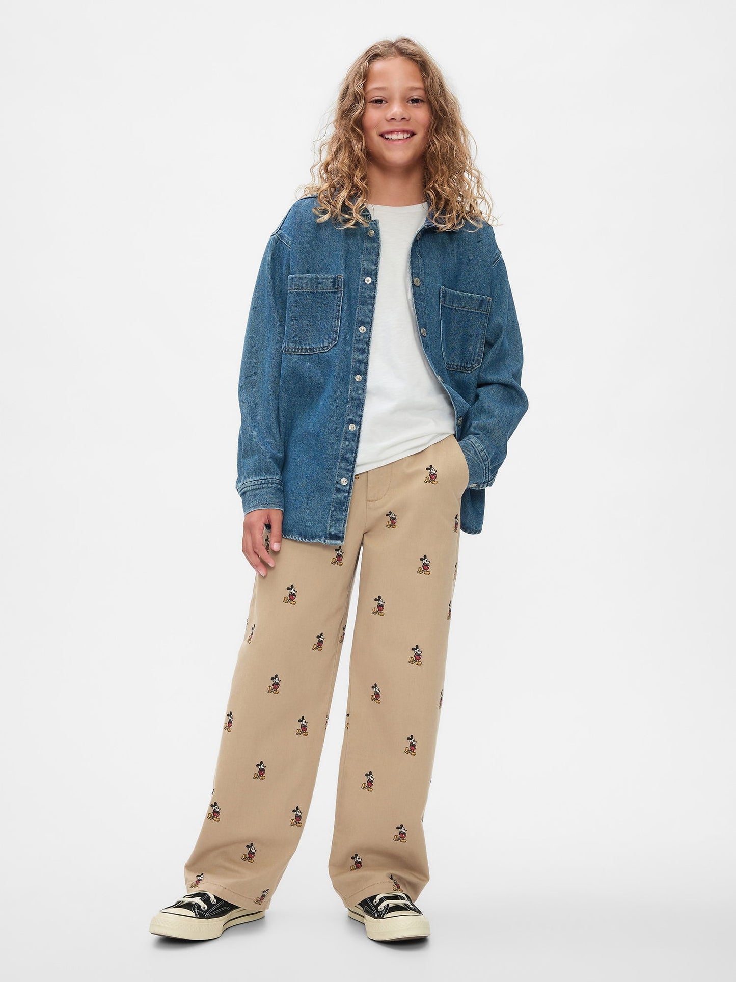 Bej Gap × Disney Işlemeli Baggy Khaki Pantolon