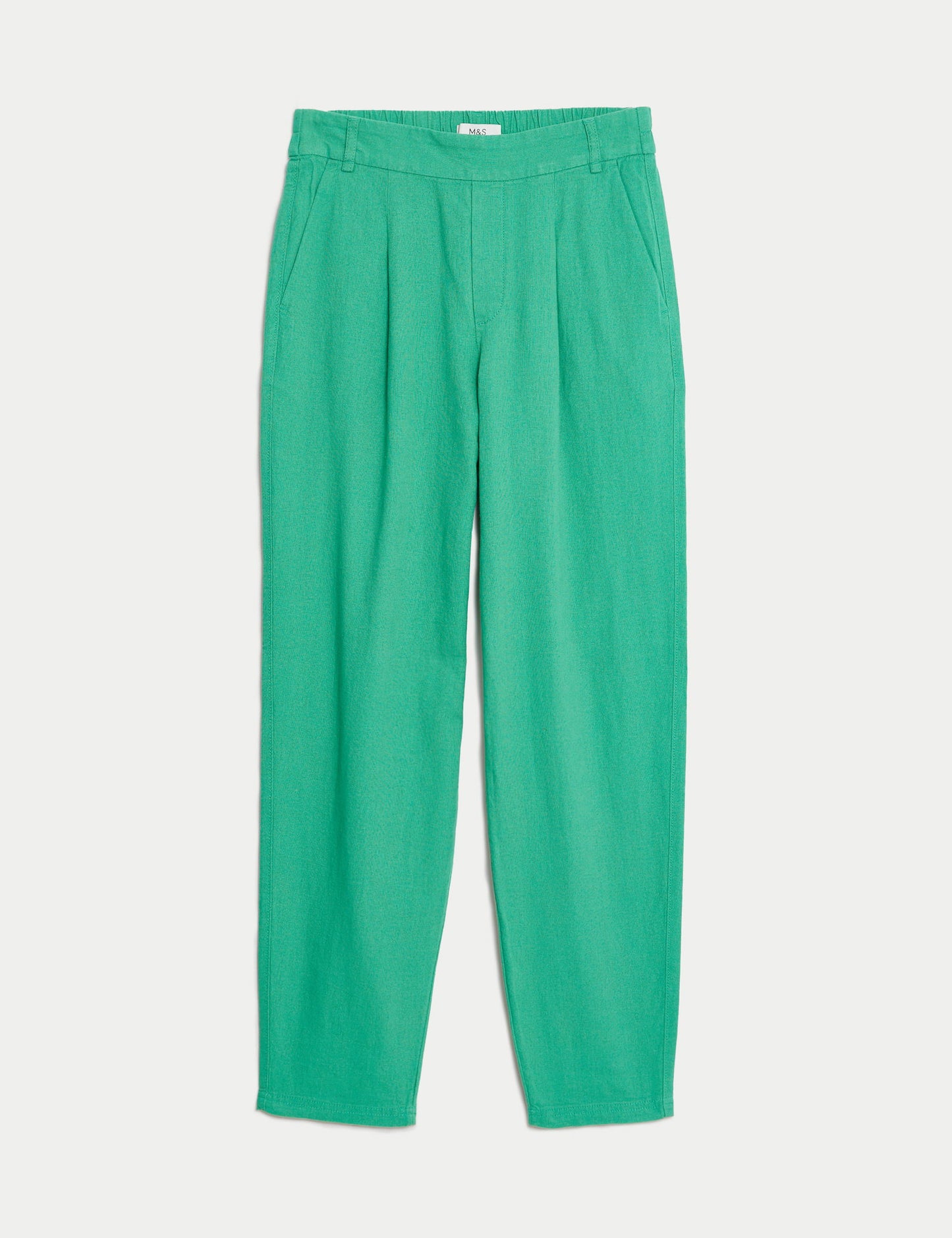 Tapered Fit Yüksek Bel Keten Pantolon