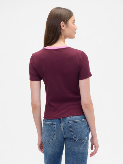 Bordo Modern Gap Logo Crop T-shirt