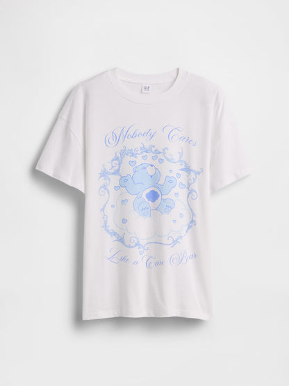 Beyaz Care Bears Grafik Baskılı Tunik T-shirt