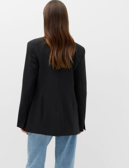 Düz Kesim Tek Düğmeli Blazer
