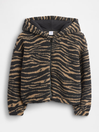 Kahverengi Sherpa Relaxed Fermuarlı Sweatshirt