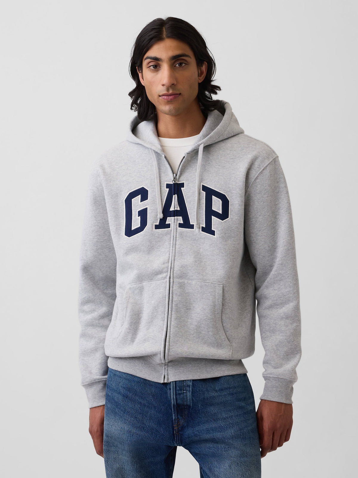 Açık Gri Vintagesoft Arch Logo Tam Fermuarlı Sweatshirt