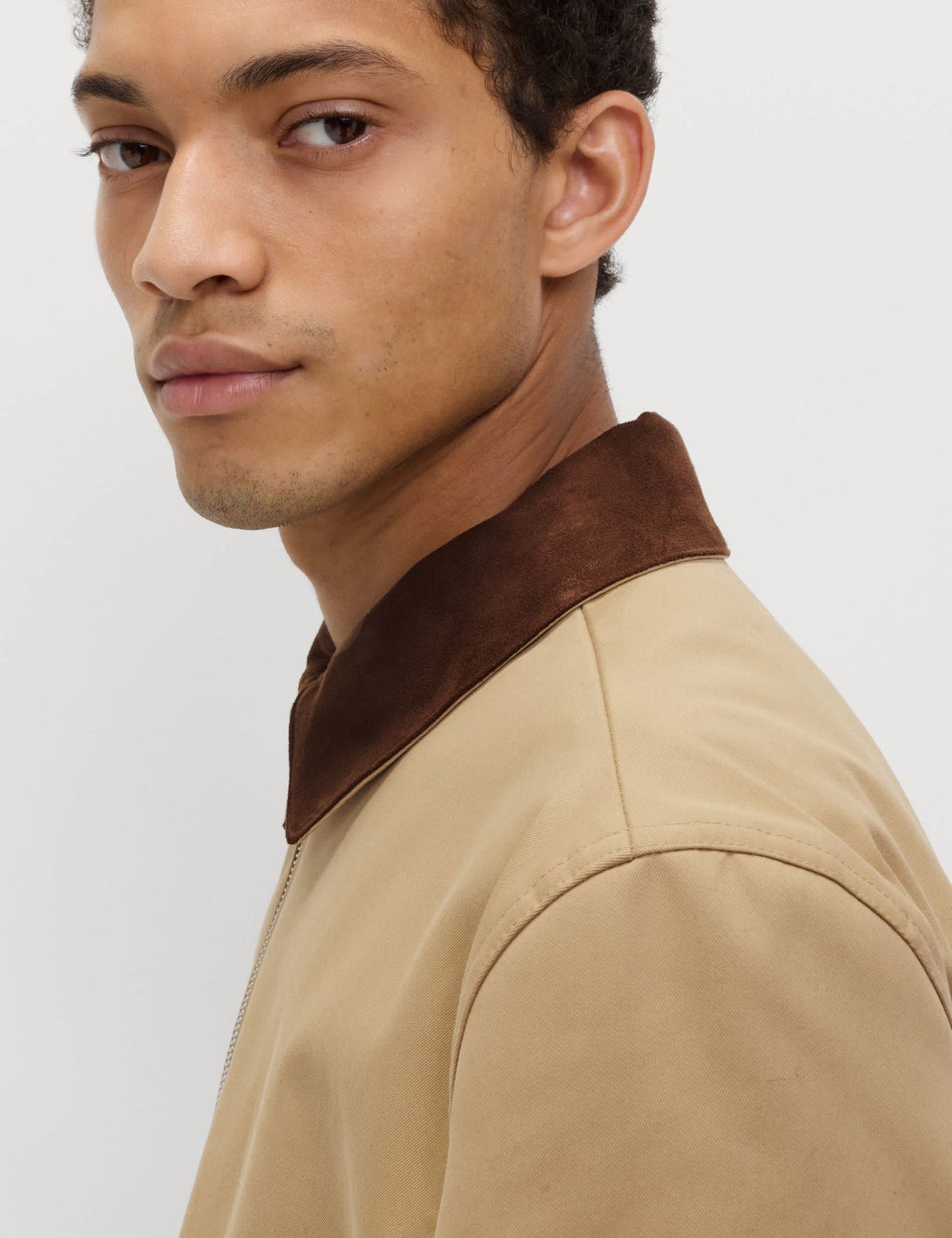 Saf Pamuk Harrington Ceket