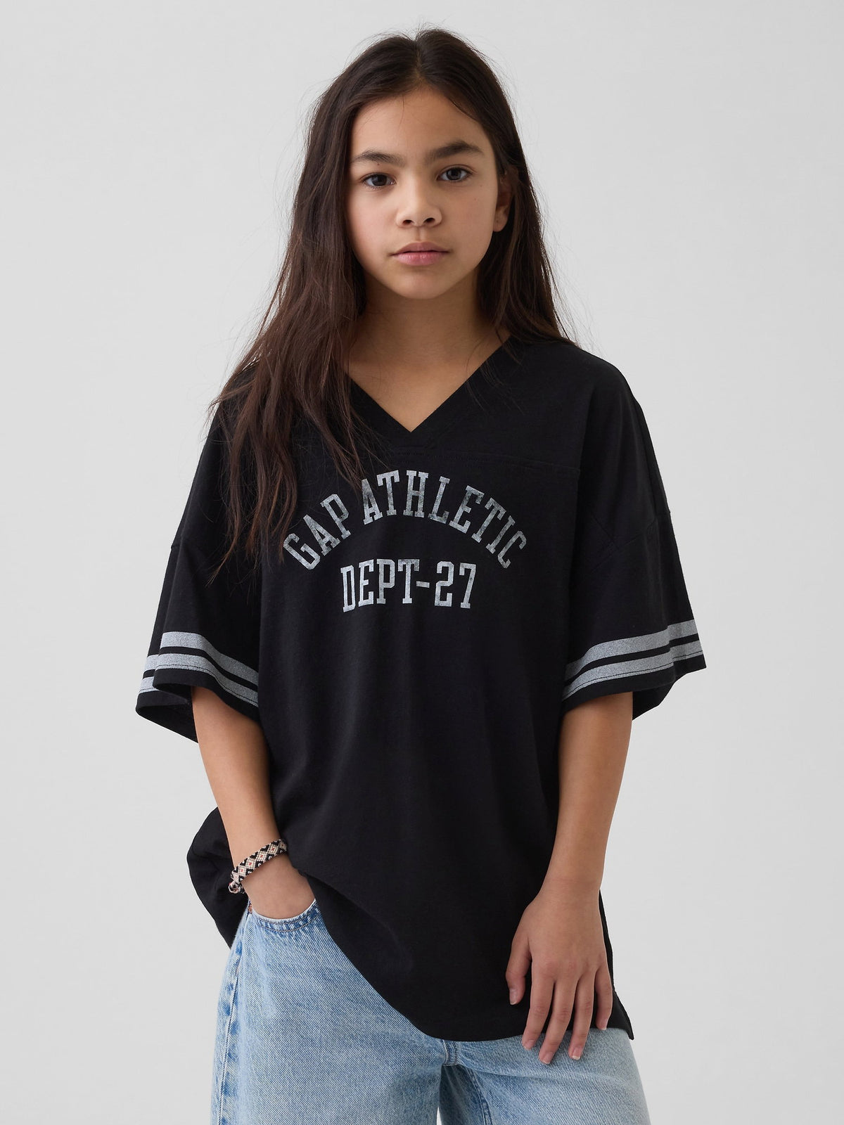 Siyah Oversized Gap Athletic Logo Jersey T-shirt