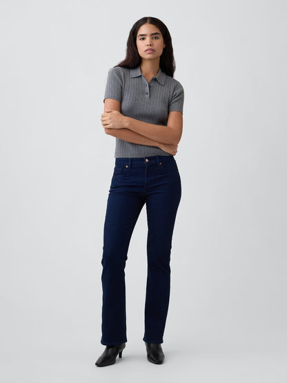 Koyu Mavi Mid Rise Boot Jean Pantolon