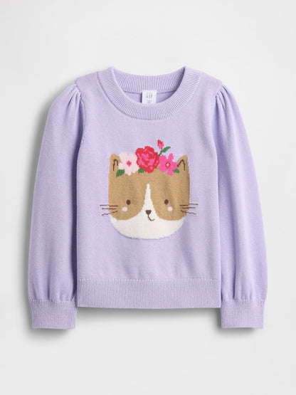 Açık Lila Puff-sleeve Kazak