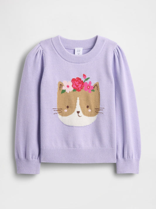 Açık Lila Puff-sleeve Kazak