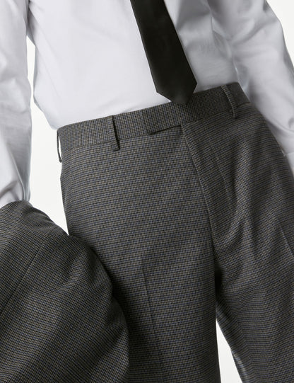 Regular Fit Ekose Desenli Yün Pantolon