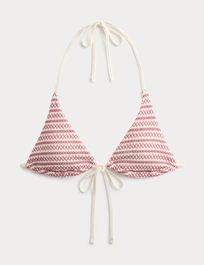 Desenli Üçgen Bikini Üstü