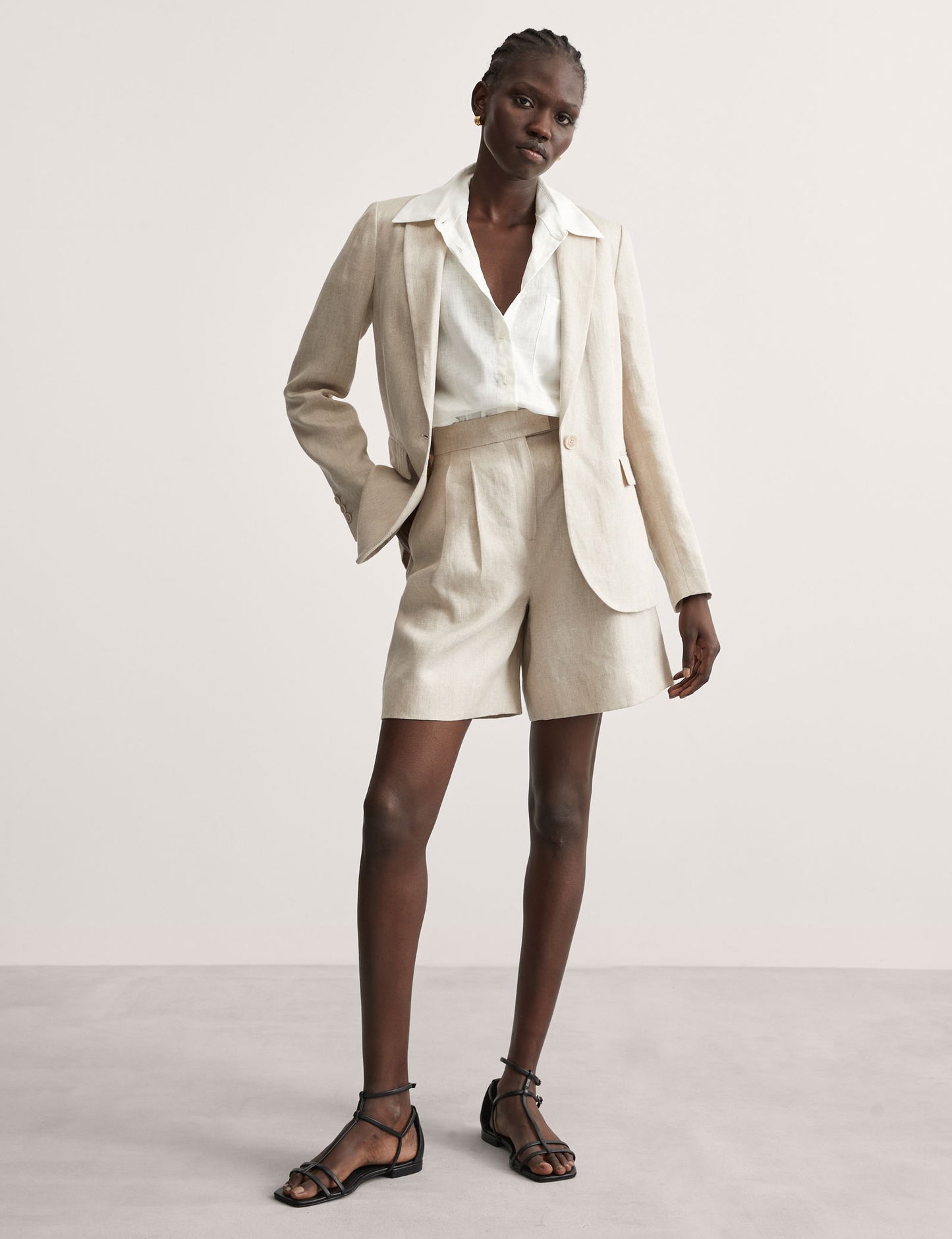 Relaxed Fit Keten Blazer Ceket