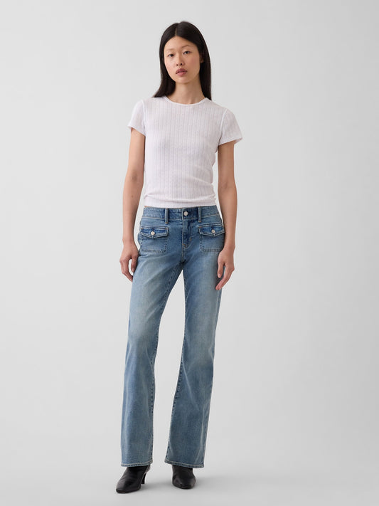 Açık Mavi Low Rise Long & Lean Patch Pocket Jean Pantolon