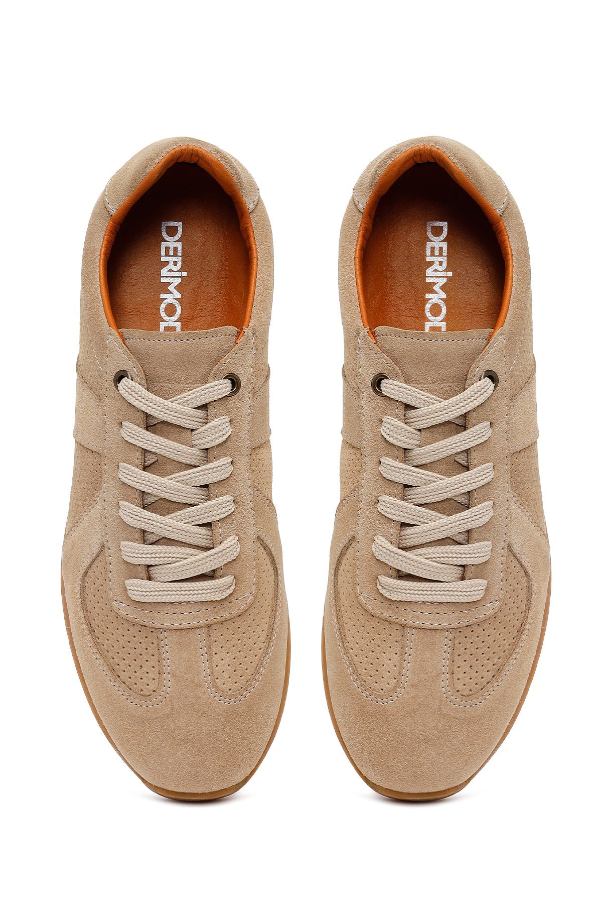 Erkek Bej Bağcıklı Süet Deri Sneaker