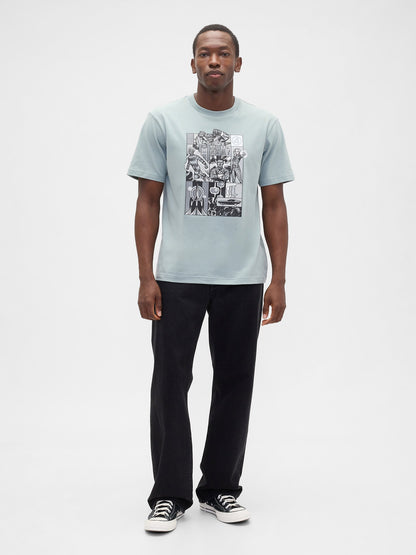 Buz Mavisi Marvel Fantastic Four Grafik Baskılı T-shirt