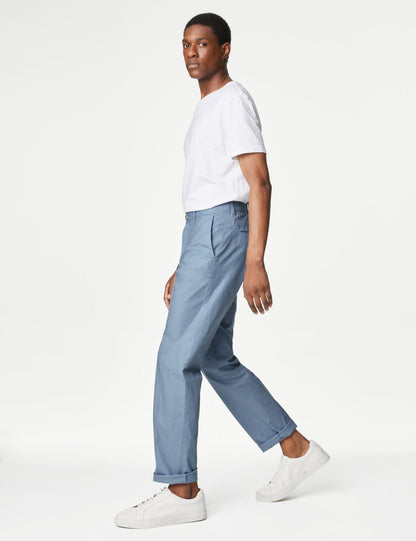 Regular Fit Keten Chino Pantolon