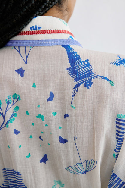 Kontrast Şerit Detaylı Multi Kimono
