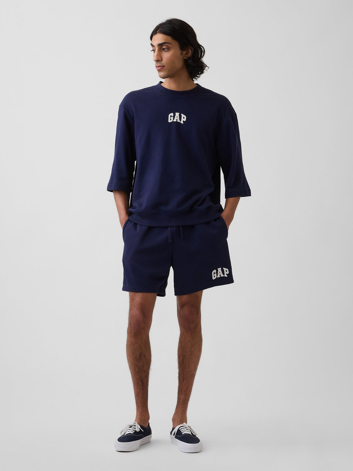 Beyaz Oversized Gap Logo Fransız Havlu Kumaş T-shirt