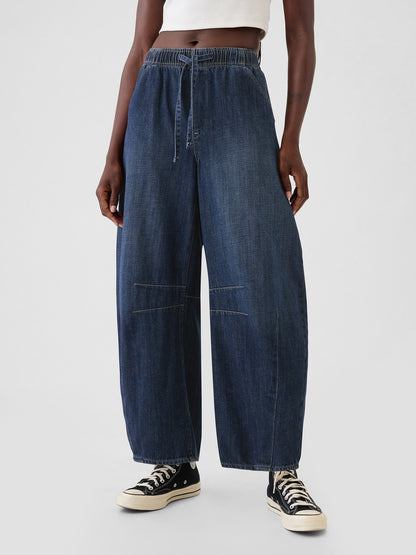 Lacivert Mid Rise Easy Horseshoe Jean Pantolon