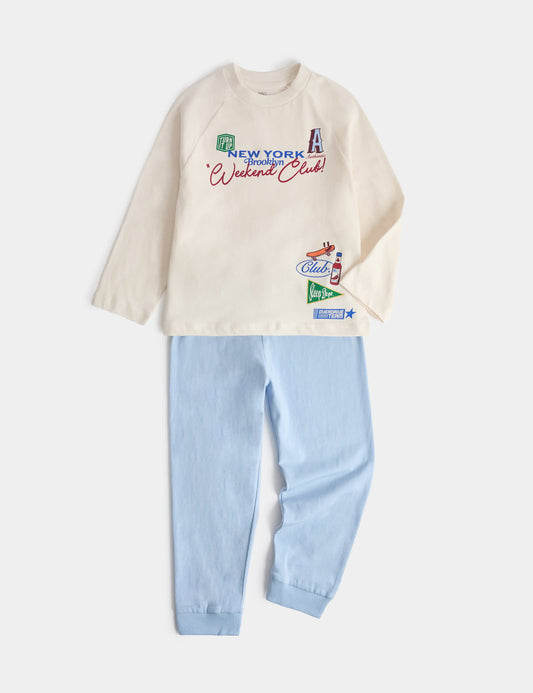 Saf Pamuklu Weekend Club Çocuk Pijama Takımı