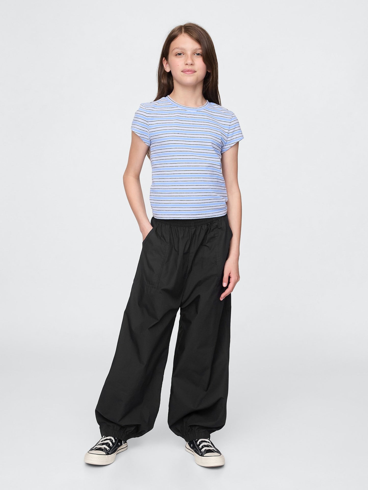 Siyah Poplin Baggy Jogger Pantolon