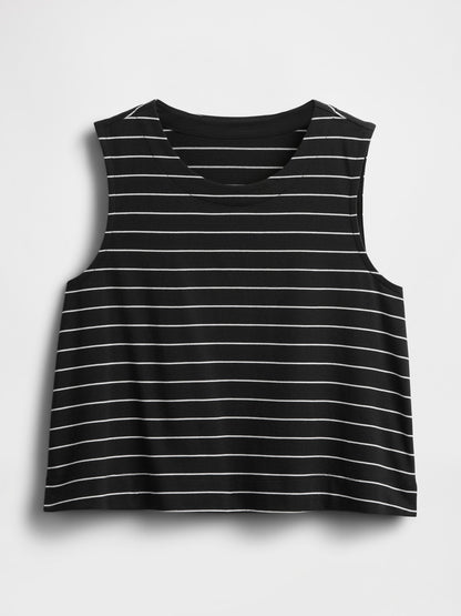 Lacivert Organik Pamuk Heavyweight Crop Bluz