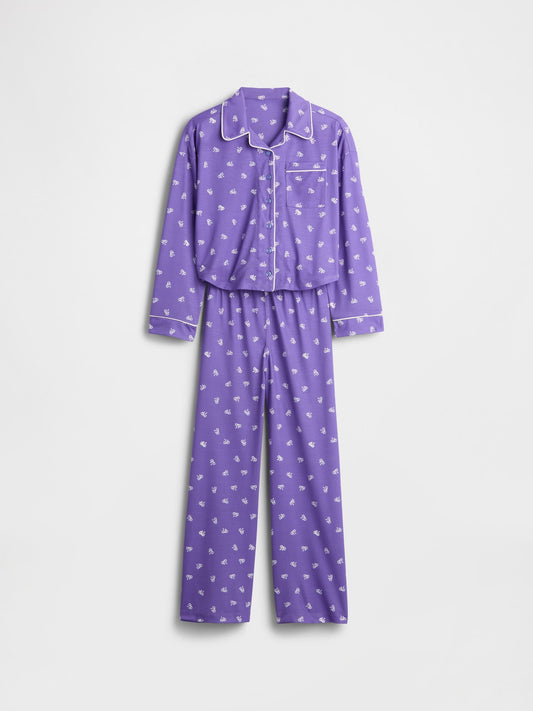Mor Geri Dönüştürülmüş Pijama Takımı