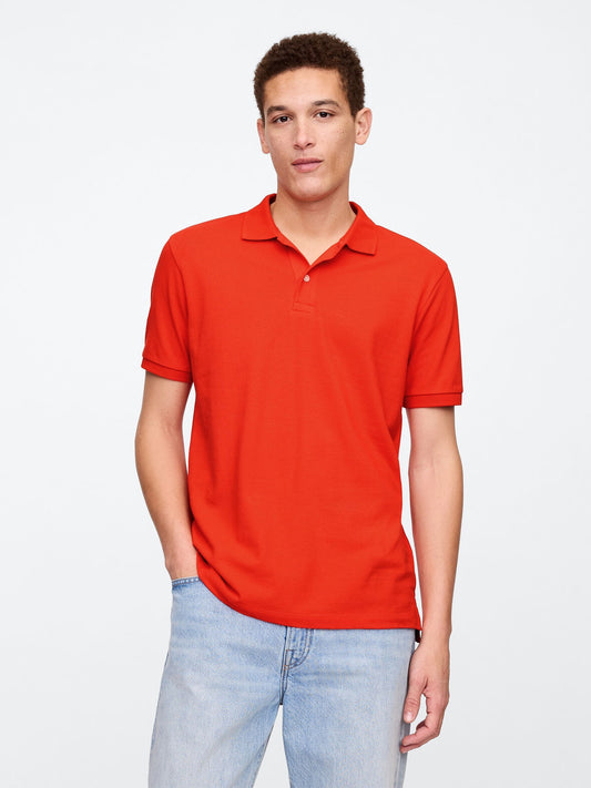 Kırmızı Stretch Pique Polo Yaka T-Shirt