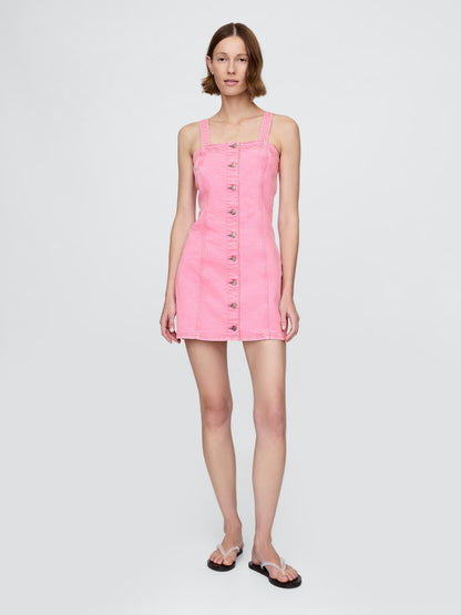 Pembe Denim Mini Elbise