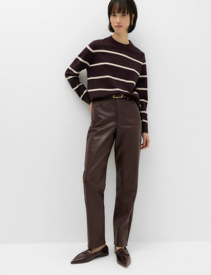 Suni Deri Straight Leg Pantolon